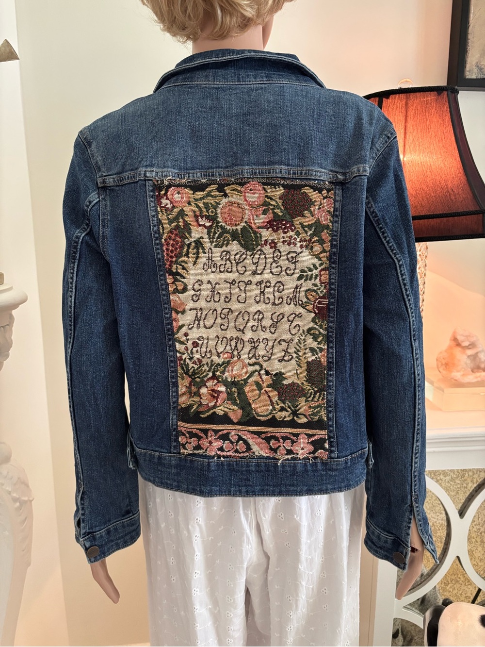 Ricki's Blue Denim Jacket with Embroidered Tapestry Back Panel - Picture 8 of 15